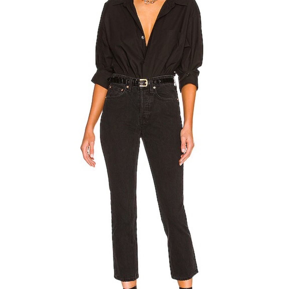 GRLFRND Karolina High Rise Straight Crop in East Side black jeans
